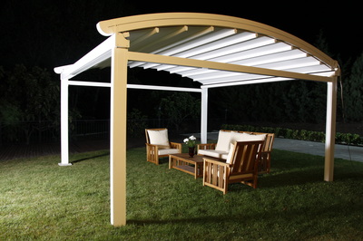 A canopy for garden is typically a free-standing awning supported by columns.
